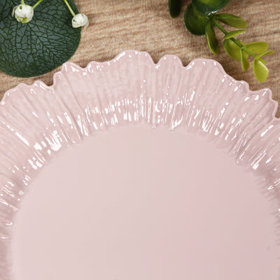 20-Pack Blush Reef Design Plastic Plates – 7" Dessert & Appetizer Party Plates – Elegant Disposable Tableware