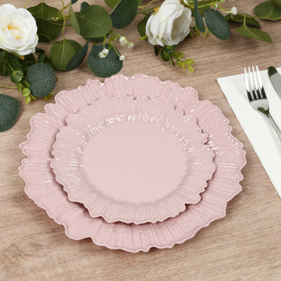 20-Pack Blush Reef Design Plastic Plates – 7" Dessert & Appetizer Party Plates – Elegant Disposable Tableware