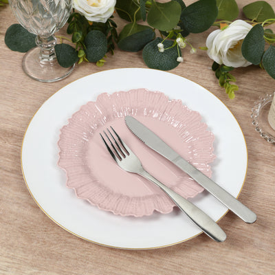 20-Pack Blush Reef Design Plastic Plates – 7" Dessert & Appetizer Party Plates – Elegant Disposable Tableware