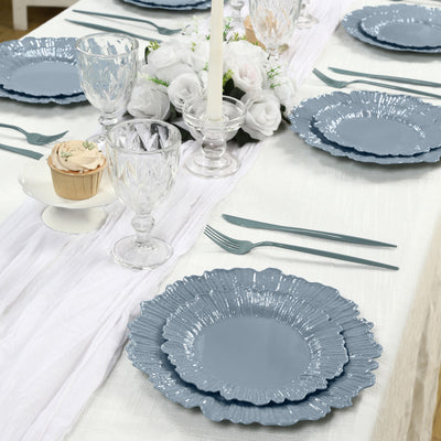 20-Pack Dusty Blue Reef Design Plastic Plates – 7" Dessert & Appetizer Party Plates – Elegant Disposable Tableware