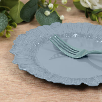 20-Pack Dusty Blue Reef Design Plastic Plates – 7" Dessert & Appetizer Party Plates – Elegant Disposable Tableware