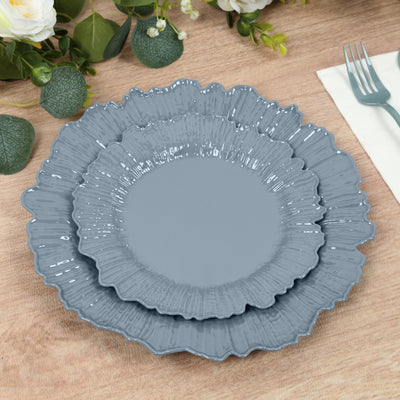 20-Pack Dusty Blue Reef Design Plastic Plates – 7" Dessert & Appetizer Party Plates – Elegant Disposable Tableware