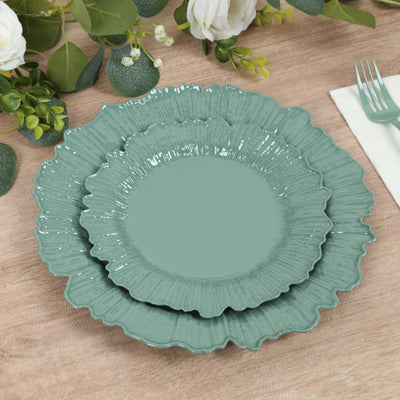 20-Pack Dusty Sage Green Reef Design Plastic Plates – 7" Dessert & Appetizer Party Plates – Elegant Disposable Tableware