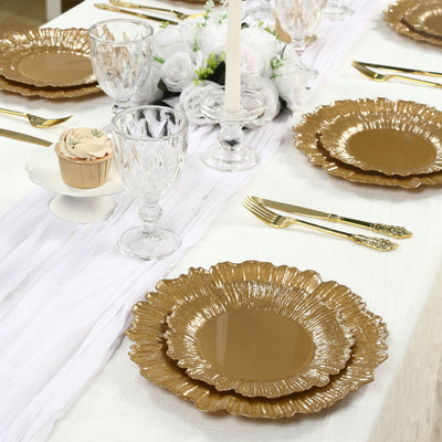 20-Pack Gold Reef Design Plastic Plates – 7" Dessert & Appetizer Party Plates – Elegant Disposable Tableware