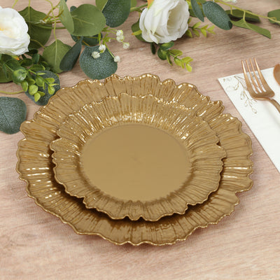 20-Pack Gold Reef Design Plastic Plates – 7" Dessert & Appetizer Party Plates – Elegant Disposable Tableware