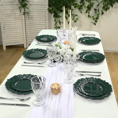 20-Pack Hunter Emerald Green Reef Design Plastic Plates – 7" Dessert & Appetizer Party Plates – Elegant Disposable Tableware