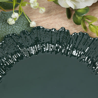 20-Pack Hunter Emerald Green Reef Design Plastic Plates – 7" Dessert & Appetizer Party Plates – Elegant Disposable Tableware
