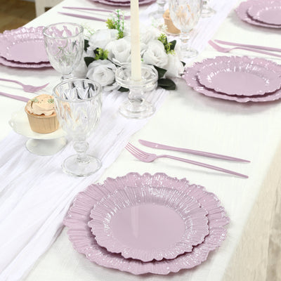 20-Pack Lavender Lilac Reef Design Plastic Plates – 7" Dessert & Appetizer Party Plates – Elegant Disposable Tableware