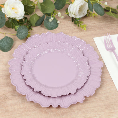 20-Pack Lavender Lilac Reef Design Plastic Plates – 7" Dessert & Appetizer Party Plates – Elegant Disposable Tableware