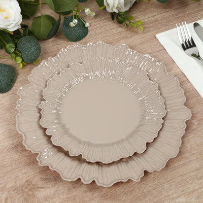 20-Pack Taupe Reef Design Plastic Plates – 7" Dessert & Appetizer Party Plates – Elegant Disposable Tableware