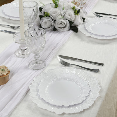 20-Pack White Reef Design Plastic Plates – 7" Dessert & Appetizer Party Plates – Elegant Disposable Tableware