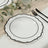 10-Pack Plastic Round Dinner Plates White with Black Scalloped Rim - Disposable Party Plates