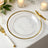 10-Pack Plastic Round Dinner Plates 10inch Clear with Gold Rim
