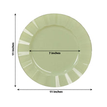 10 Pack Sage Green Plastic Party Plates With Gold Ruffled Rim, Round Disposable Dinner