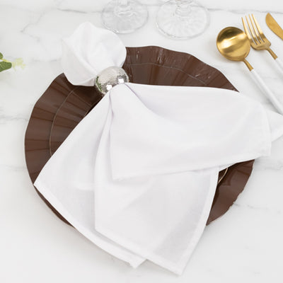 10-Pack Plastic Round Dessert Plates 6" Cinnamon Brown Ruffled Rim with Gold Edging - Heavy Duty Disposable Salad Appetizer Dinnerware