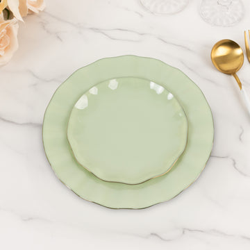 <h3 style="margin-left:0px;"><strong>Sage Green Ruffled Rim Plastic Dessert Plates</strong>