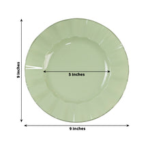 10 Pack Sage Green Hard Plastic Dinner Plates with Gold Ruffled Rim, Heavy Duty Disposable