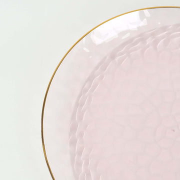 <h3 style="margin-left:0px;">Transparent Blush Hammered Plastic Plates - Versatility for Any Event