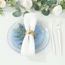 10 Pack Transparent Dusty Blue Hammered Plastic Dinner Plates With Gold Rim, Round Disposable Party 