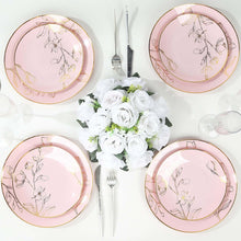 Set of 20 Dusty Rose Plastic Party Plates With Metallic Gold Floral Design