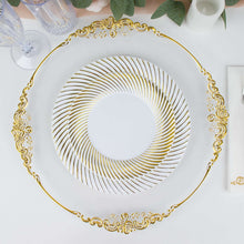 10 Pack | 7inch White / Gold Swirl Rim Plastic Dessert Appetizer Plates