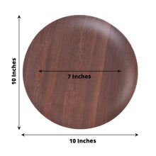 6 Pack | 10inch Rustic Brown Farmhouse Heavy Duty Melamine Party Plates, Round Wood Grain Print