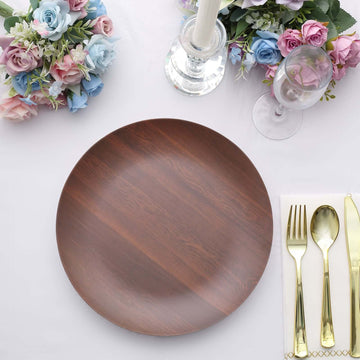 Rustic Brown Farmhouse Heavy Duty Melamine Party Plates