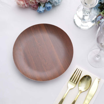 Rustic Brown Farmhouse Heavy Duty Melamine Dessert Plates