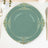 8 Inch Size Vintage Dusty Sage Plastic Plates With Gold Leaf Embossed Rim Plates