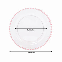 10 Pack Transparent Blush Plastic Dinner Plates with Beaded Rim, Round Disposable Party