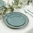 10 Pack Plastic Dessert Appetizer Plates in Dusty Blue with Gold Beaded Rim, Disposable
