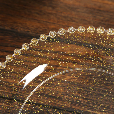 10 Pack Plastic Dessert Appetizer Plates in Clear Gold Glittered with Beaded Rim, Disposable Round Salad Party Plates 8"
