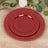 10 Pack Plastic Dessert Appetizer Plates in Red with Gold Beaded Rim, Disposable Round Salad