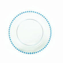 10 Pack Transparent Dusty Blue Plastic Dessert Plates with Beaded Rim, Disposable Round#whtbkgd