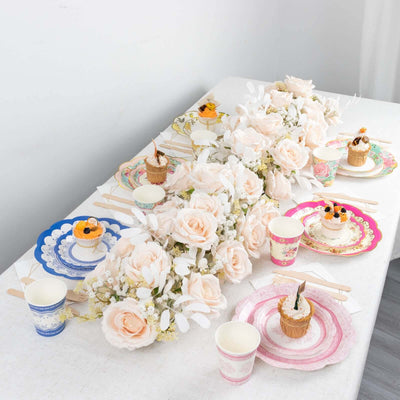 24-Pack Paper Round Dinner Plates 9" Mixed Floral Print