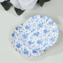 100 Pack White Blue French Toile Dessert Plates with Scalloped Rim