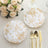 25 Pack White Gold French Toile Paper Dessert Plates, Round Disposable Salad Appetizer Plate
