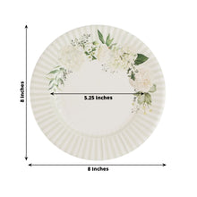 25 Pack White Sage Green Dessert Paper Plates with Floral Lined Rim