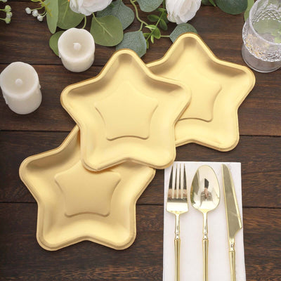 25-Pack Paper Star Shaped Dessert Plates 7" Matte Gold - 300GSM Eco-friendly Disposable Salad Appetizer Plates for Starry-Themed Events