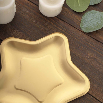 25-Pack Paper Star Shaped Dessert Plates 7" Matte Gold - 300GSM Eco-friendly Disposable Salad Appetizer Plates for Starry-Themed Events