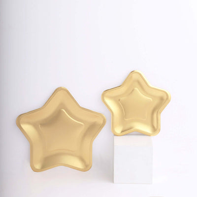 25-Pack Paper Star Shaped Dinner Plates 9" Matte Gold - 300GSM Eco-friendly Disposable Party Plates for Festive Occasions