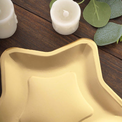 25-Pack Paper Star Shaped Dinner Plates 9" Matte Gold - 300GSM Eco-friendly Disposable Party Plates for Festive Occasions