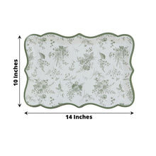 10 Pack White Sage Green Disposable Serving Trays with French Toile Pattern, Heavy Duty