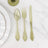 72 Pcs Plastic Silverware Set Transparent Dusty Sage Green in Baroque Style - Heavy Duty