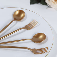 50 Pack Gold Heavy Duty Plastic Dessert Forks and Spoons, Shiny Disposable Silverware