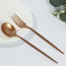 50 Pack Gold Heavy Duty Plastic Dessert Forks and Spoons, Shiny Disposable Silverware