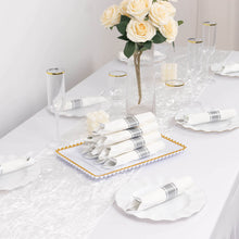 Set of 24 Silver Plastic Silverware with Pre Rolled White Paper Napkins