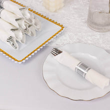 Set of 24 Silver Plastic Silverware with Pre Rolled White Paper Napkins