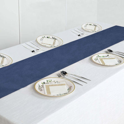 Faux Denim Polyester Table Runner 14"x108" Dark Denim Blue - Modern Dining Table Linen