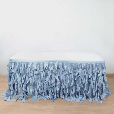 Taffeta Table Skirt 17ft Dusty Blue - Curly Willow Table Cover